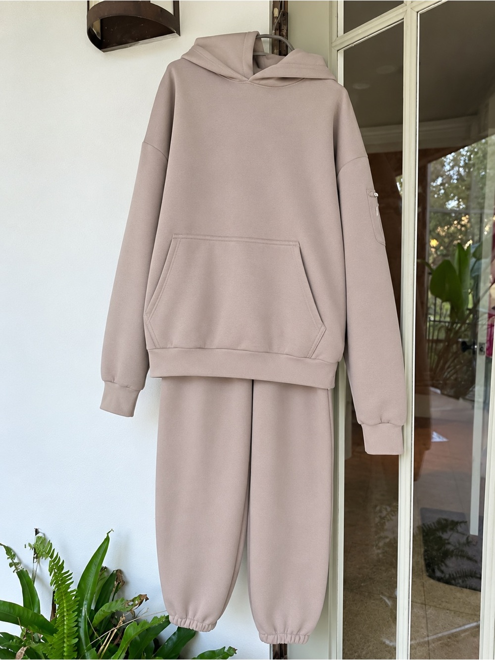 Comfrt Beige Matching sweat Set Hoodie Sz M and Pants Sz S.